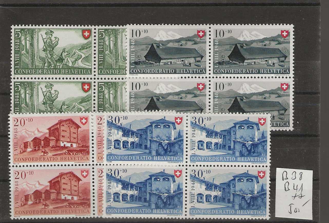 Tutti i francobolli: timbre B38 à B41 ** Pro Patria 1948 bloc de 4 – Nuovo (secondo la descrizione) da Sorvilier venduto da carose01