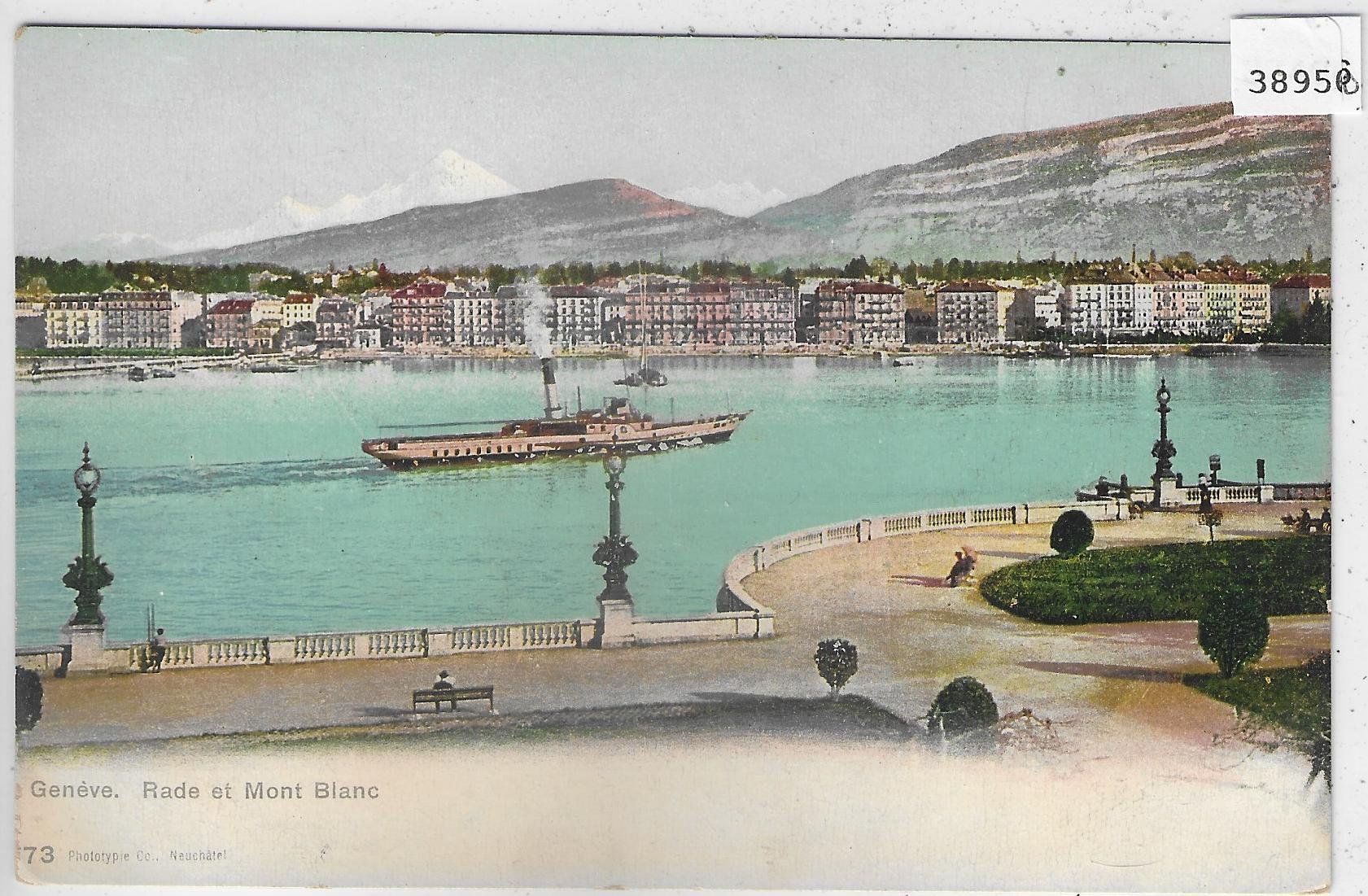 Ansichtskarten: Geneve - Rade et Mont Blanc - Dampfschiff - Litho – Gebraucht aus Ettingen von Kartenplanet