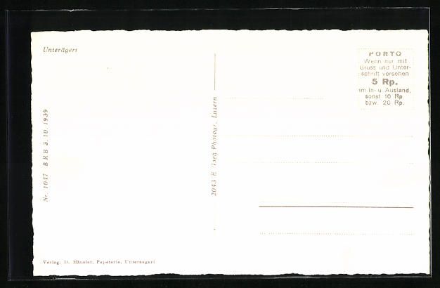 Cartoline postali: Unterägeri, Gesamtansicht mit Umgebung  – Usato da Berlin venduto da bartko-reher 1