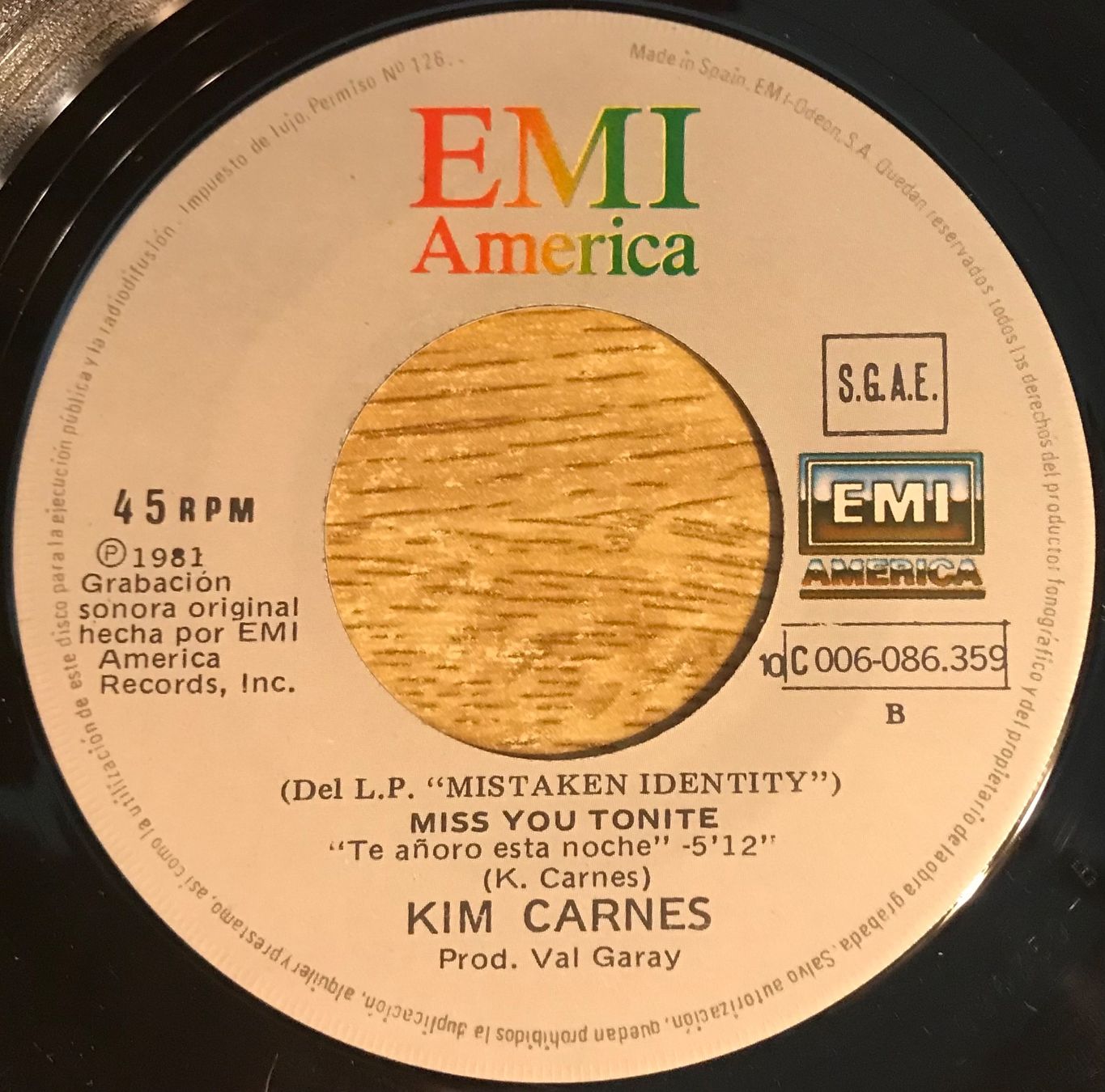 Schallplatten: KIM CARNES - BETTE DAVIS EYES – Gebraucht aus Bussigny von vinyl-pas-cher 3