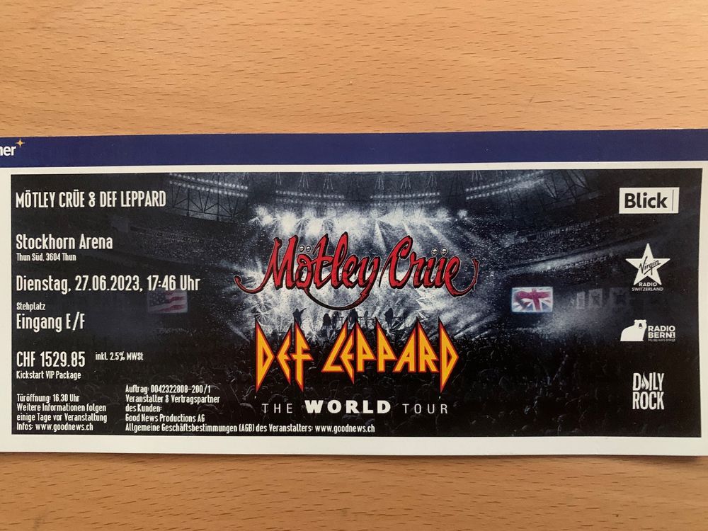 Mötley Crüe und Def Leppard Kickstart my heart VIP package Kaufen auf