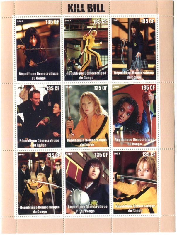 Alle Briefmarken: Block "Uma Thurman. Kill Bill". Kongo – Neu und originalverpackt aus Basel von Butsch5