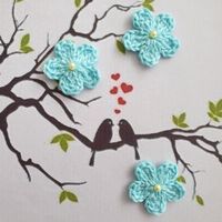 3 Stück Blumen gehäkelt mit Perlen 093 B
