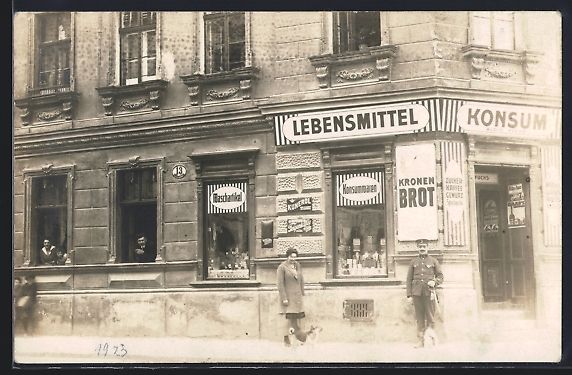 Articoli pubblicitari: Foto-AK Gemischtwaren Alois Fuchs, Email – Usato da Berlin venduto da bartko-reher