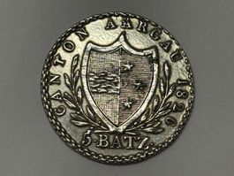 Kantonsmünze Aargau 5  Batzen 1826 Schweiz
