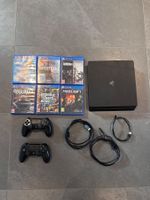 PlayStation 4 Slim 500 GB + 2 Controller + 6 Spiele