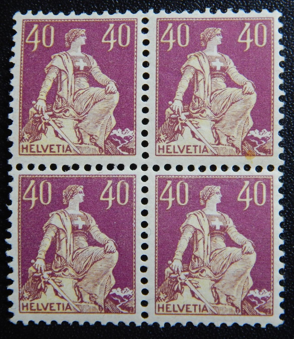 Tutti i francobolli: Schweiz Kat. 112 ** 4-Block 1908 Kat. 300 Fr. – Usato da Zürich venduto da Muehlekauf