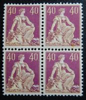 Schweiz Kat. 112 ** 4-Block 1908 Kat. 300 Fr.