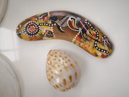 🤩HANDGEMALENER DEKO BOOMERANG MIT KANGAROO MOTIV AUSTRALIEN