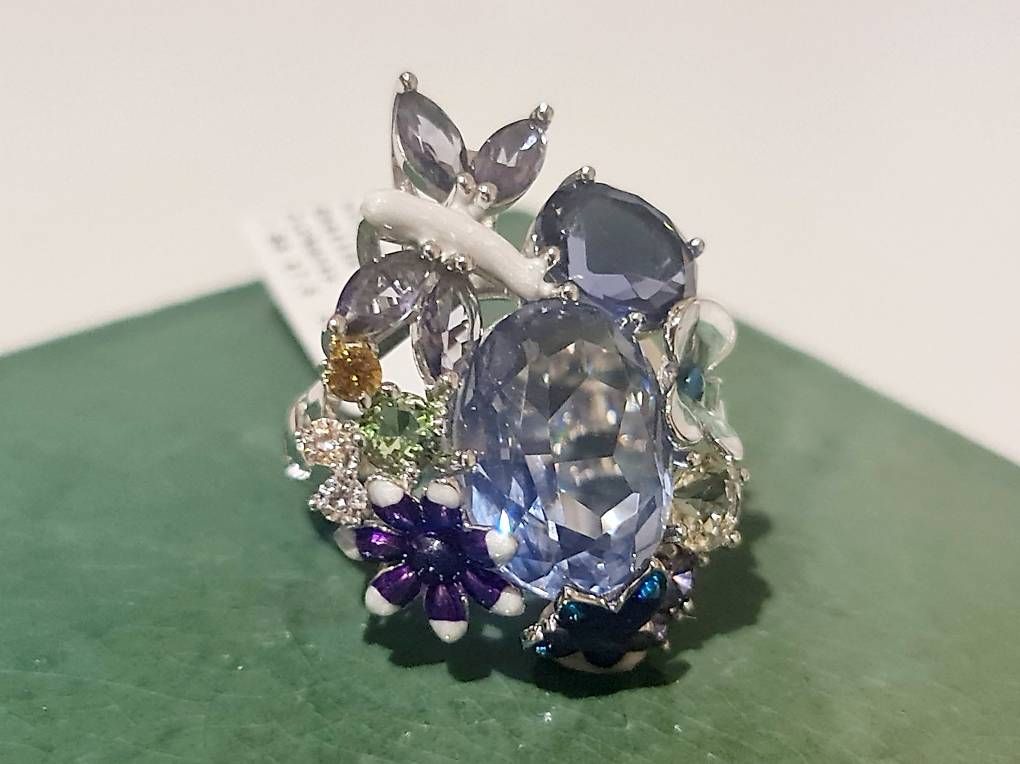 Anelli: Fancy Blütenring mit Emaille Gr. 55 – Usato da Stein am Rhein venduto da JuwelierSteinbock.CH 1