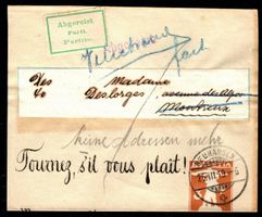 1919 Streifband mit Werbung für Kleider Privat Zudruck