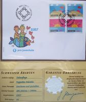 K60) J385,387Ab1, Abart  Doppeldruck FDC, Attest Kt.250