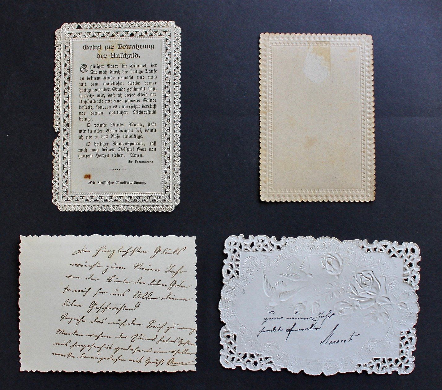 Incisioni: 4 ANDACHTSBILDER, SPITZENBILDER, UM 1900. – Usato da Grandcour venduto da Flowerstyle 1
