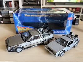 Delorean DMC 12 Back to the Future Sunstar 1/18 + Welly 1/24
