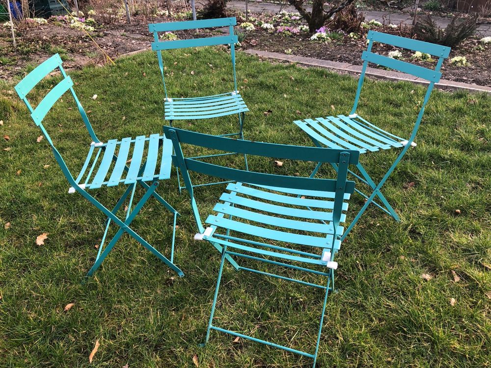 4 schöne GartenStühle Balkonstühle aus Metall Kaufen auf Ricardo