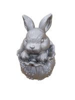 Silberner Osterhase als Deko, Frühlingsfigur, Vintage, 9x6cm