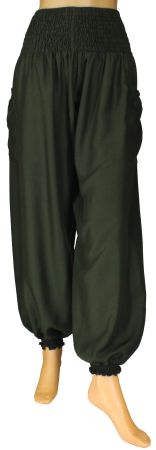 Pumphose bequeme Pluderhose Schlupfhose Viskose dunkelgrün