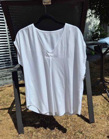 100% VISKOSE:) NEUE WEISSE BLUSE S/M passt zu NILE