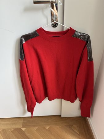 Red Jumper with Silver Embellishments - Size Medium