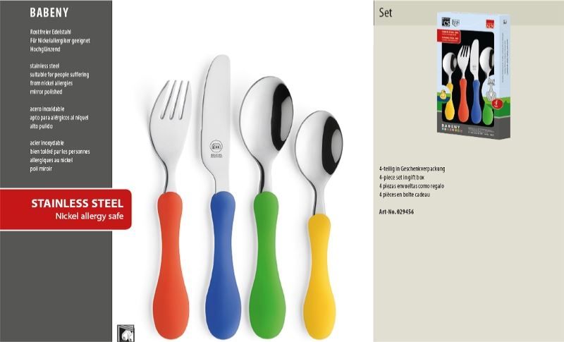 Set di posate: Besteck BABENY Kinderbesteck Set 4-tlg. – Nuovo e nell'imballaggio originale da Wettingen venduto da kochshop 1