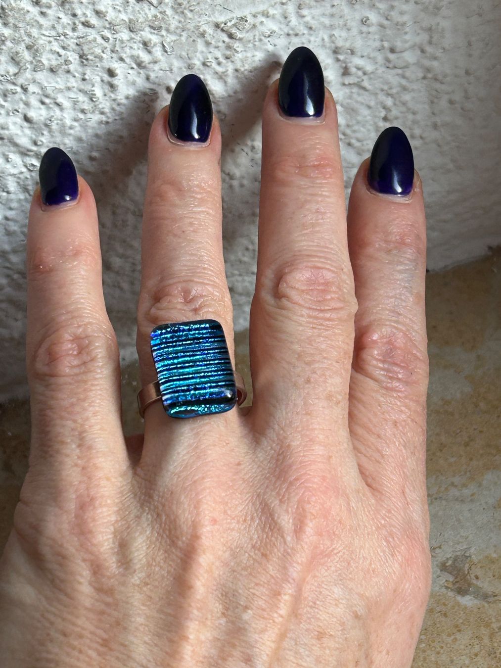 Anelli: Schöner Ring mit blauem Glas (56) – Usato da Laufen venduto da Bellebellezza 1