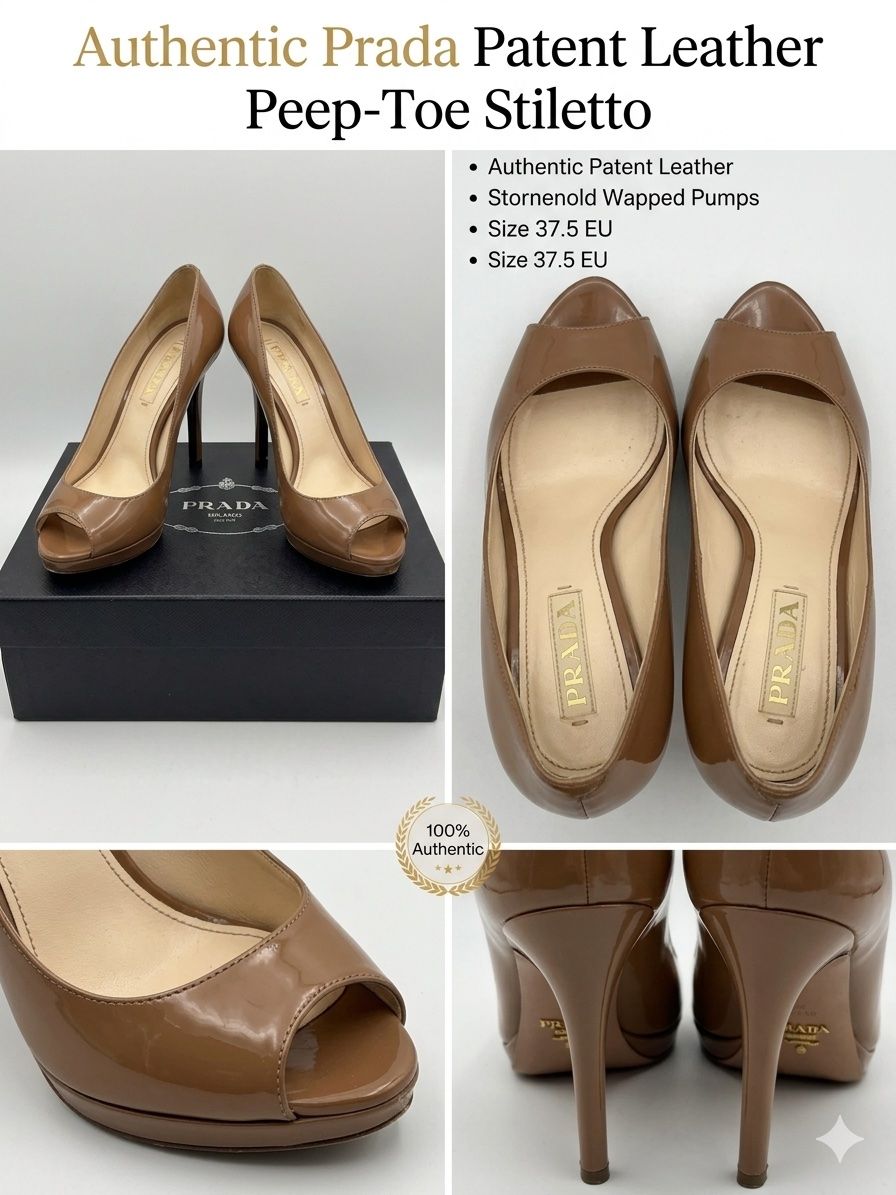 Damenschuhe: Original PRADA Lackleder Peep-Toe Stiletto, Grösse 37 – Gebraucht aus zürich von irinam