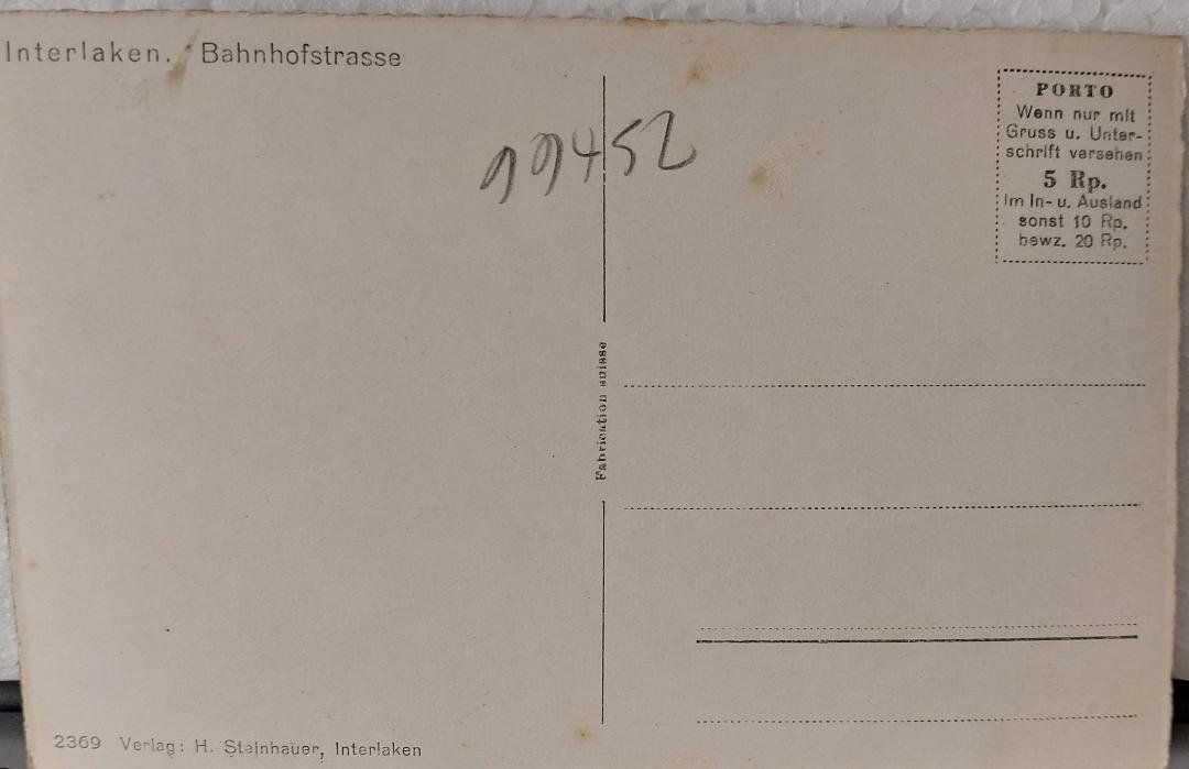 Cartoline postali: INTERLAKEN - Bahnhostrasse – Usato da Delémont venduto da Domdom1 1