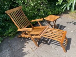 Liegestuhl Depot - mit Sitzkissen und Hocker - gebraucht