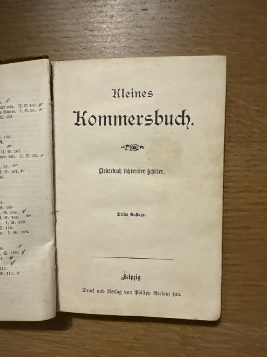 Bücher: Antikes Studentenliederbuch, Kommersbuch, ca. 1900, – Gebraucht aus Neuhausen von DELY 2