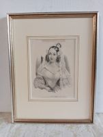 Antiker Druck Lith. de Turgis. gerahmt Damen-Portrait Rar