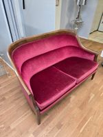 Sofa Samt Rot Holzrahmen 2-Sitzer Zustand gut