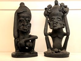 2 Afrikanische Terra Cotta Bruchtarkeits Statuen Folk art