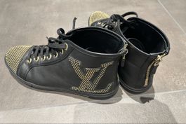 Louis Vuitton Schuhe Leder schwarz/gold Gr. 38