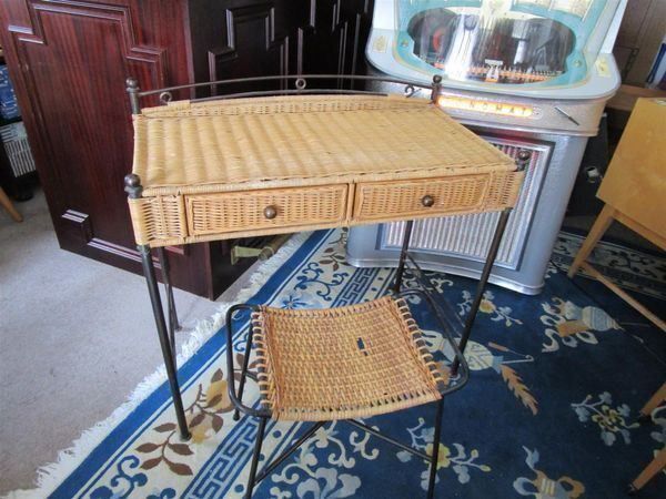 Schreibtische: Nissen String Rattan Schreibtisch Hocker Landh Nissen String – Gebraucht aus Luzern von antikdesign2552 5