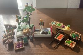 Playmobil Bauernhof Markt Stand Gemüse Laden Früchte Tiere