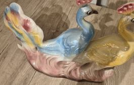 Figurines Paons Vintage de 1966 en Céramique Colorée