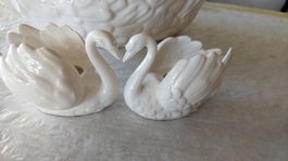 2 Goebel Porzellan Schwan Leuchter W.Germany 