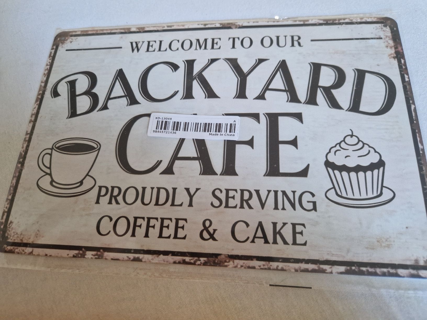 Insegne: Blechschild Backyard Cafe Dekoschild  – Nuovo e nell'imballaggio originale da Zürich venduto da ant_kk8r
