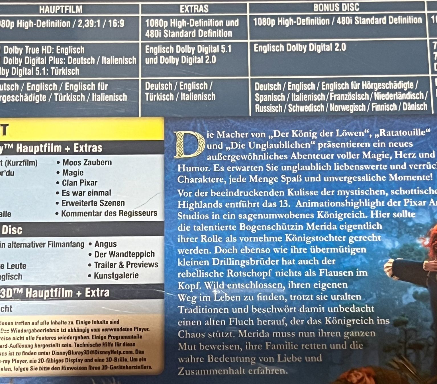 Alle DVDs: Merida - Legende der Highlands Blu-Ray 3D + Bonus Disc – Gebraucht aus Müllheim Dorf von Sleepnot 1