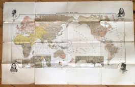 Missionskarte Welt-Landkarte Carte Missions du Monde antik