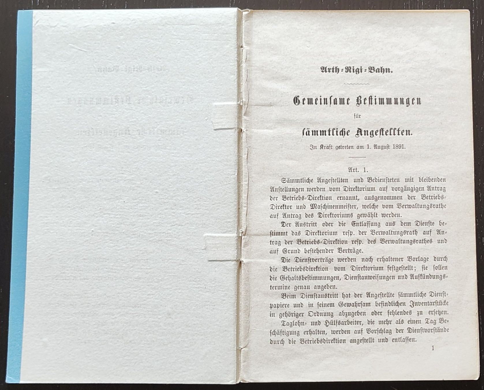 Documenti: ARB Rigi-Bahn Dienstreglement 1891 – Usato da Biberist venduto da Slick 1