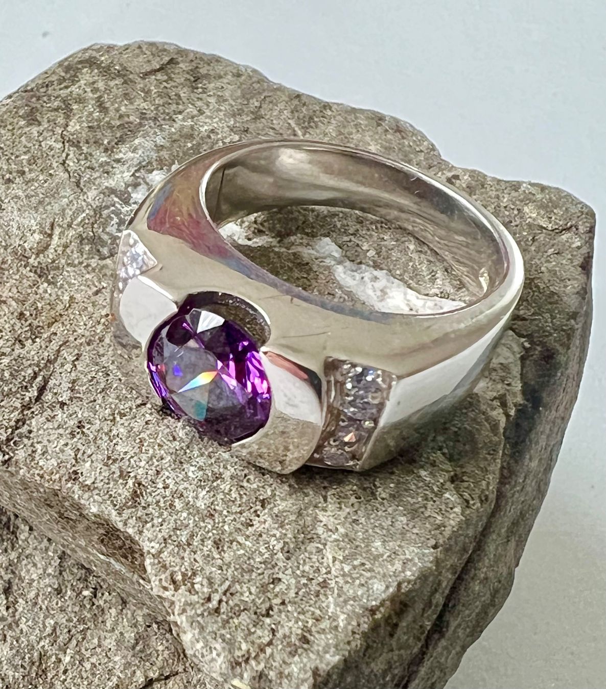 Anelli: Statementring Silber 925 mit grossem Ametrin und Zirkonia – Usato da Ruswil venduto da artbyhand 1