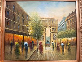 87x77 / handgemaltes Ölgemälde Paris Arc de Triomphe Stadt