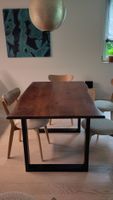 Esstisch Massivholz mit Metallgestell rechteckig 140x83cm
