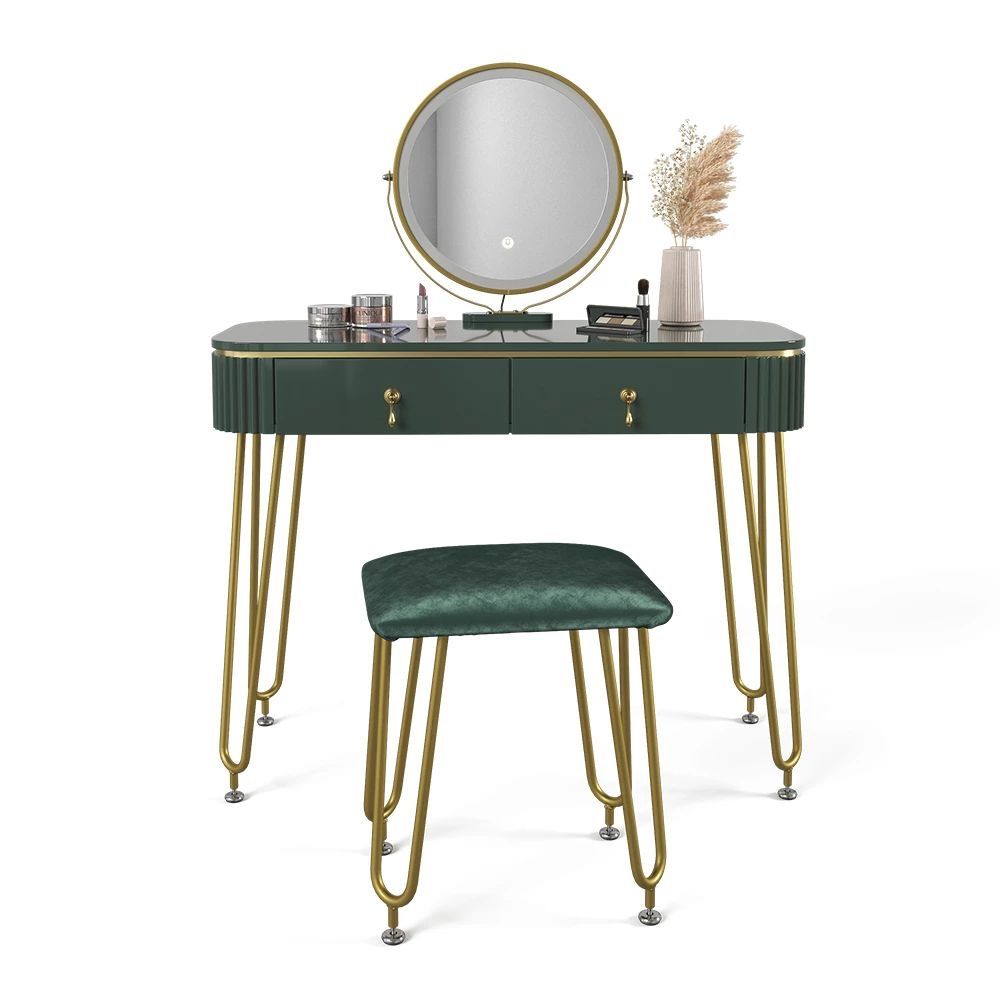 Tavoli da trucco: Coiffeuse vert foncé brillant 100 cm avec éclairage LED – Nuovo (secondo la descrizione) da Neuchâtel venduto da Anna87 2