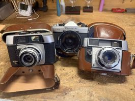 3 alte Fotoapparate Champion, Agfa Optima, Fujica,