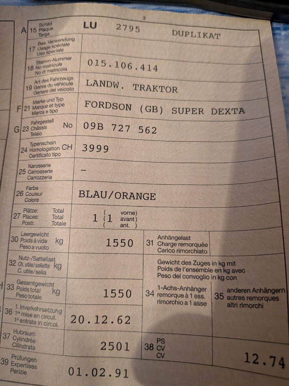 Ford Trattori: Fordson Super Dexta – Usato da Knutwil venduto da StaffelbachJ 2