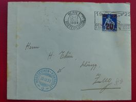 1922, Nr.151, rarer Stempel: WERTZEICHEN-KONTROLLE nach ZUG