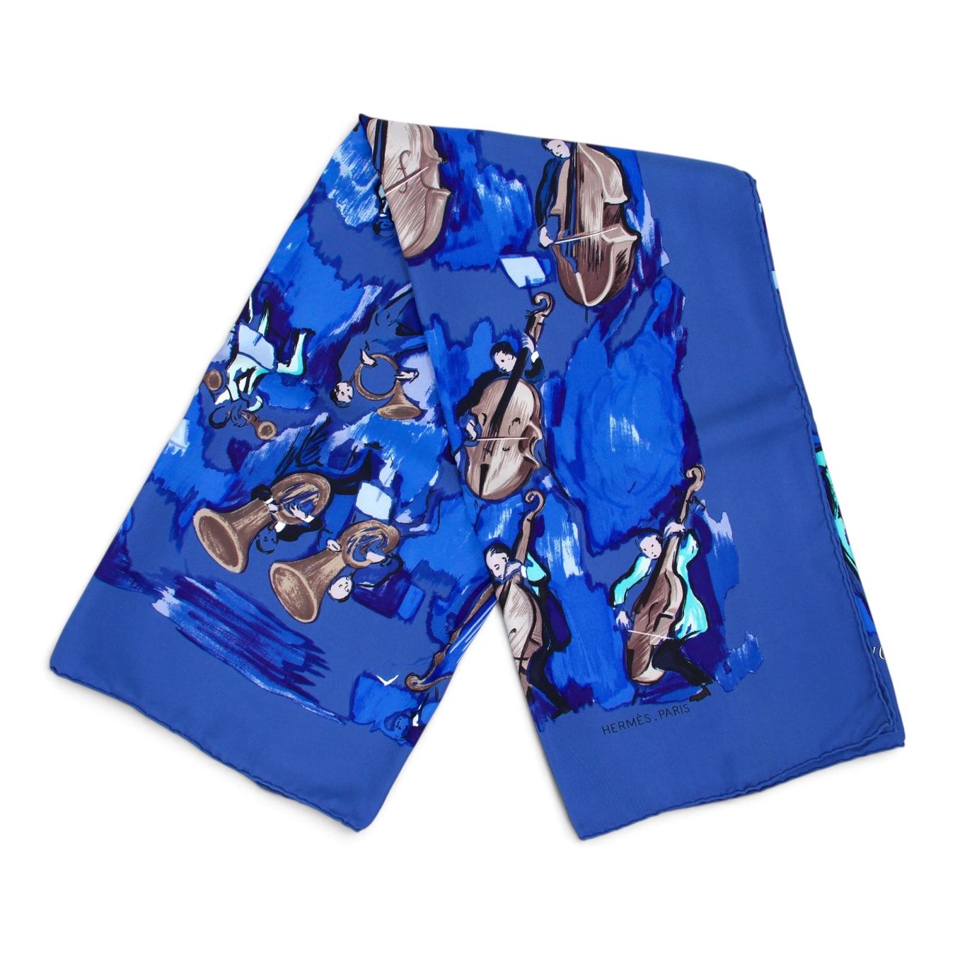 Hermès Foulards, Tücher & Schals: Hermès Carré "Concerto" blau – Gebraucht aus Binningen von Designerlabels 6