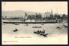 Zürich, Dampfer Helvetia mit Stadtblick